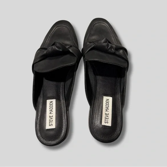Steve Madden Women’s Chart Leather Black Loafers - Picture 3 of 5